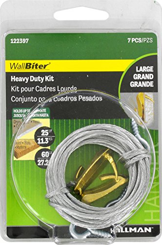 Image of Hillman Cobra Wall Biter Picture Hanging Kit Large 25 lb to 60 lb 7 Piece 122397