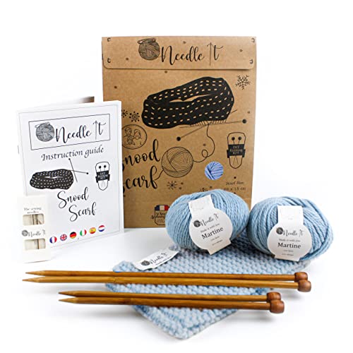 Needle It® Kit de punto para principiantes completo con agujas de tejer - Teja su propia gargantilla de lana - Snood - Para niños o adultos - Idea de regalo - Ocio creativo - Manualidades Cover