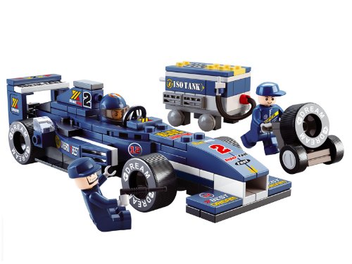 Sluban Klemmbausteine SL95212, Rennwagen (196 Teile) M38-B0351, Spielset, Klemmbausteine, Rennauto, mit Spielfigur, Car…