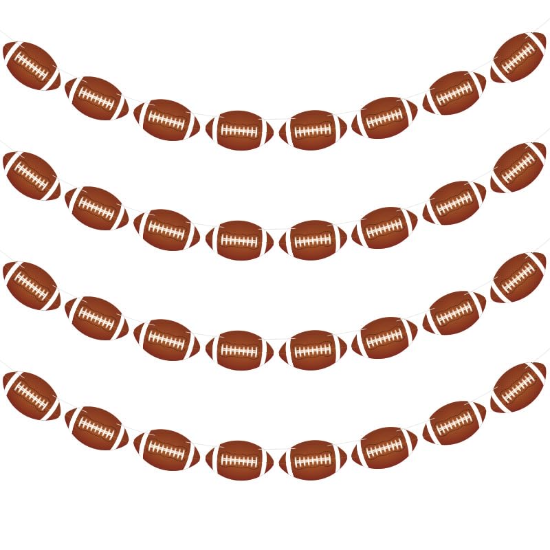 4 Pack Football Garland Banner for Game Day Decorations Pre-Strung Hanging Decor for Sports Football-Themed Birthday Decor Tailgating Party Supplies