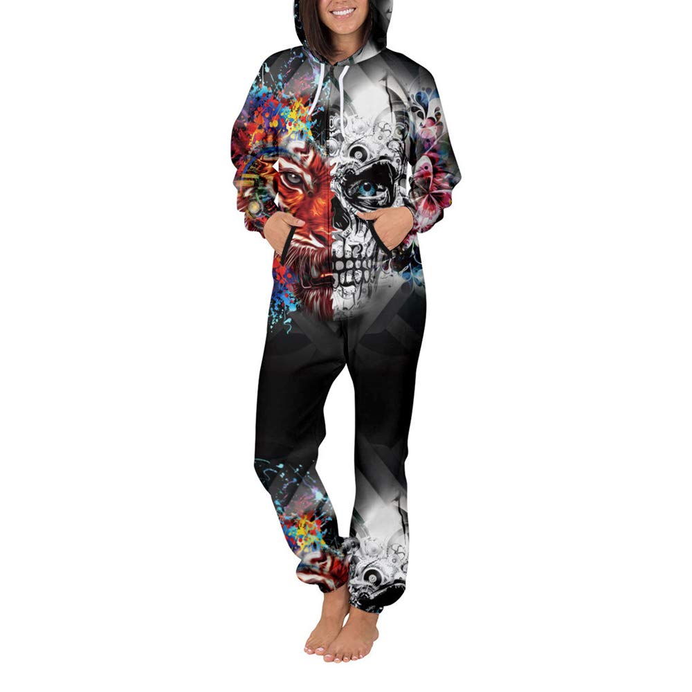 Morbuy Unisexe Jumpsuit Homme Sweat à Capuche, Family Costume 3D Imprimé Manche Longues Sweatshirt Adult Zip Onesie Une Pièce Vêtement de Nuit Pyjama