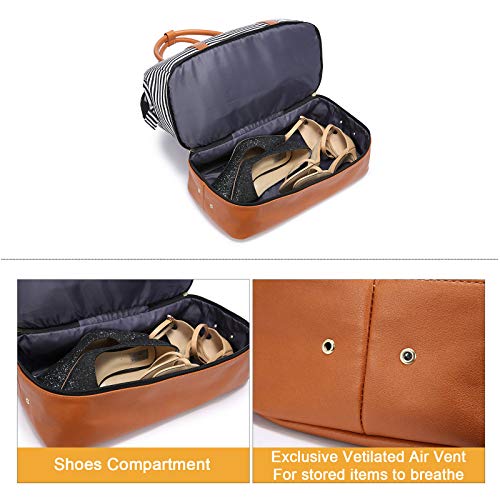 Canvas Travel Duffel Bags Sucipi Weekend Bag with Shoe Compartment for Airplanes Waterproof Overnight Carry on Weekender Duffle Bag Hospital Bags for Labor and Delivery Large PU Leather Tote Bags for Women girls Mommy Bag for Hospital with Toiletry Bag (Large)