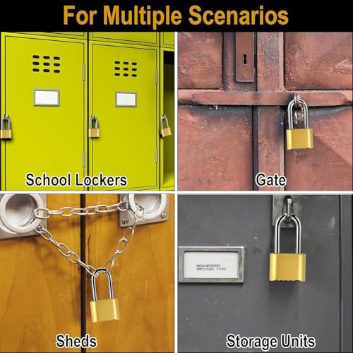 Image of Heavy Duty 4-Digit Combination Padlock Brass | Resettable Code Lock with 10,000 Combinations & 8mm Hardened Steel Shackle | High Security Metal Padlock for Gym, Locker, Gate & Travel (Gold)