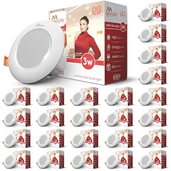 Murphy 3W Aura Deep Junction Box LED Down Light : Pack of 25, Warm White (Golden Yellow)