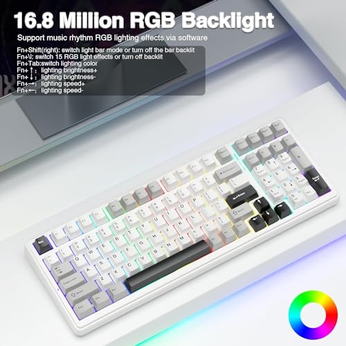 Aula SUN24527-C972 F99 Wireless Mechanical Keyboard,Tri-Mode Bt5.0/2.4Ghz/Usb-C Hot Swappable Custom Keyboard,Pre-Lubed Linear Switches,Gasket Structure,Rgb Backlit Gaming Keyboard thumb #8