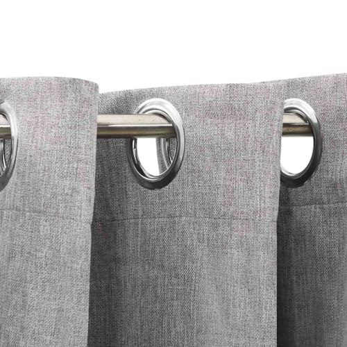 Rideaux occultants gris 140 x 175 cm opaques avec œillets aspect lin