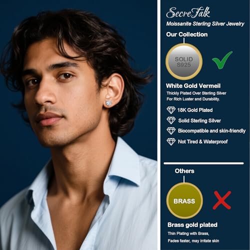 Moissanite Stud Earrings for Women Men, 1-6CT 6-Prong D Color Ideal 925 Sterling Silver Earrings with Certificate of Authenticity4