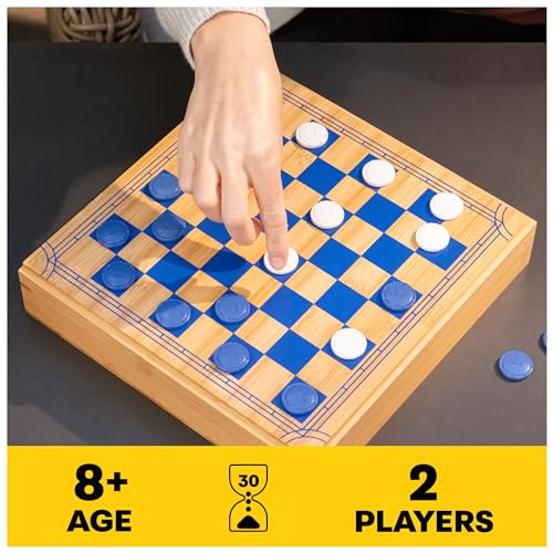 Juego de Mesa Ajedrez y Damas con Caja de Bambú miniatura 2
