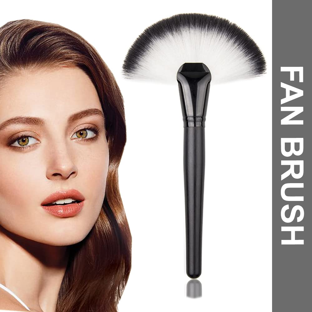 FABify Large Fan Makeup Brush | Soft Nylon Bristles for Contouring, Highlighting, Foundation & Powder | Lightweight, Durable & Travel-Friendly | Professional & Daily Use (Multicolor) 3