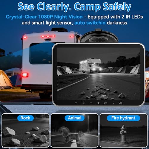 Image of Plug-Play RV Camera System Wireless for Furrion Pre-Wired: 20-Min Easy Install for Trailer Camper - 8 inch HD 1080P Large Screen See Every Obstacle at a Glance for Campsite Reversing & Drive Monitoring