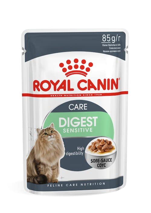 Royal Canin Digest Sensitive Nassfutter | 4er Pack | 4 x 12 x 85g | Alleinfuttermittel für ausgewachsene Katzen | Kann dabei helfen zur Reduzierung von Stuhlgeruch beizutragen