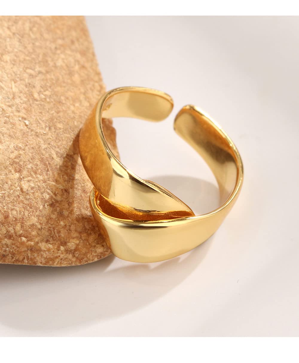 HGJH Ringe Silber, 925 Sterling Silber Golden Geknoteter Ring Glänzende Unregelmäßigkeit Verstellbare Ringe Natürlicher Edelstein Energie Charm Hochzeitsschmuck Geschenke Für Männer Damen