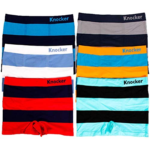 Knocker Mens 6pk Seamless Athletic Compression Boxer Briefs Shorts Underwear - Rugby/One Size