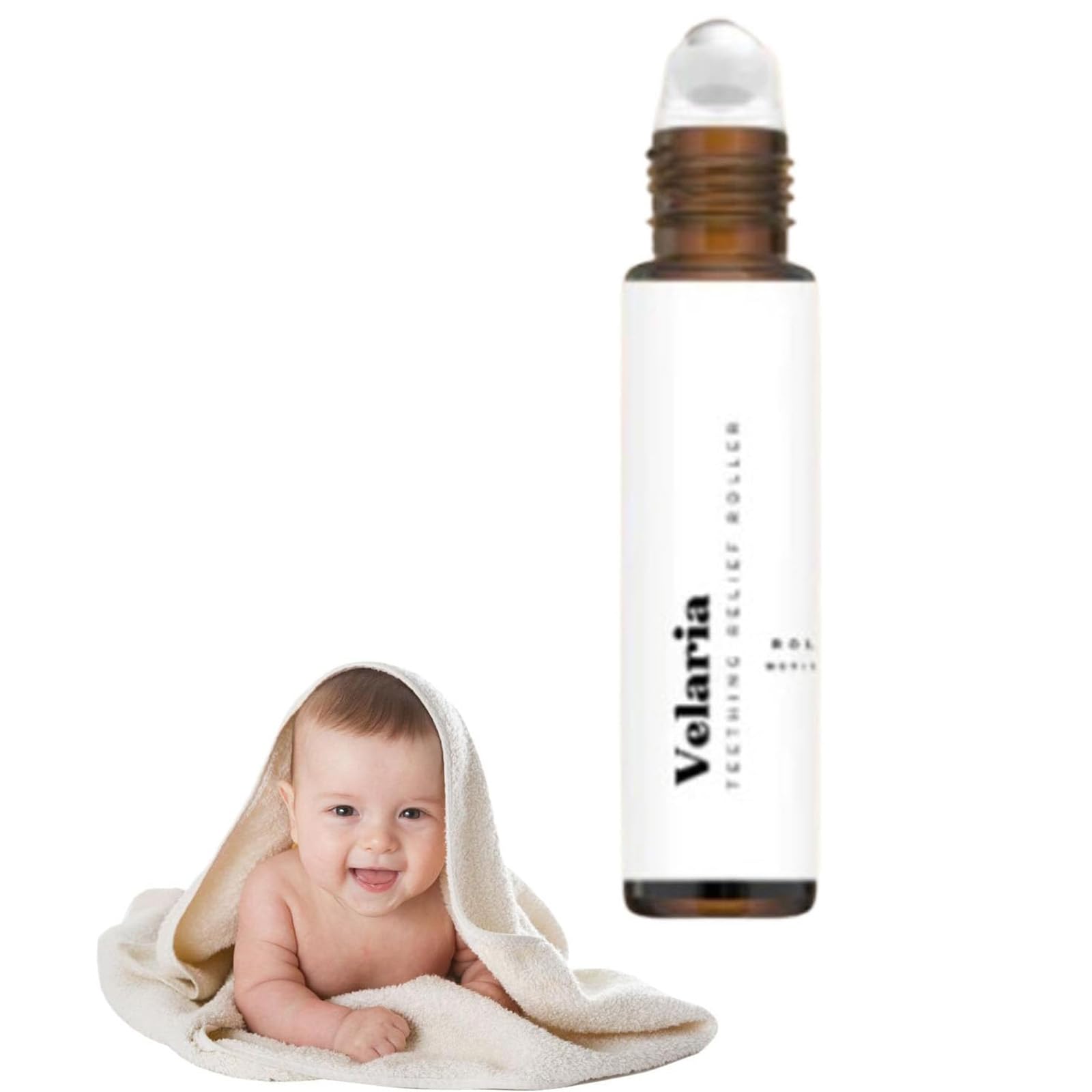 Velaria Teething Roller, Natural Pain Relief Roller, Natural Teething Relief for Babies, Teething Roller Oil for Cheek, Calm Roller Reduce Discomfort, Velaria Teething Relief (1pcs)