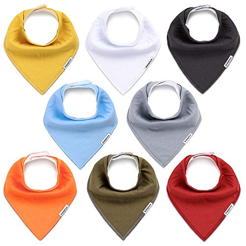 Image of KiddyCare Organic Cotton Waterproof Bibs for Babies - Unisex 8-Pack Bandana Bibs for Drooling & Teething