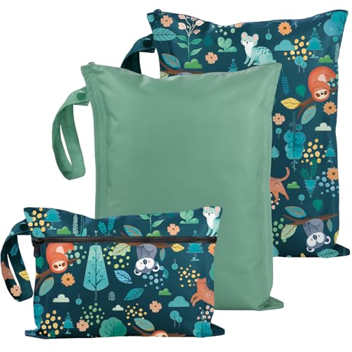 Image of RelaxScene Wet Bag for Swimsuit - 2 Pack Waterproof Wet Dry Bag for Clothes - Baby Diaper Bag - Travel Laundry Daycare Bags - Baby Beach Essentials - Bogg Bag Accessories