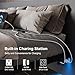Feonase Full Size Floating Bed Frame with Charging Station and Led Lights, Metal Bed Frame with Heavy Duty Steel Slats Supports, No Box Spring Needed, Easy Assembly, Black