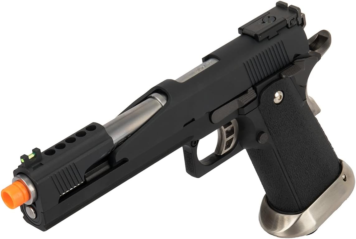 1911 Hi-Capa T-Rex Competition Gas Blowback Airsoft Pistol w/Top Ports (Color: Black & Silver) - WE-Tech