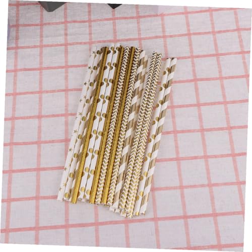 Pitillos de papel con diseño de corazones dorados biodegradables miniatura 2