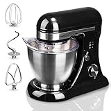 Geek Chef GSM45B Stainless Steel 4.8 Quart Bowl 12 Speed Tilt-Neck Kitchen Countertop Baking Food Stand Mixer with Beater Paddle, Dough Hook, and Whisk, Black