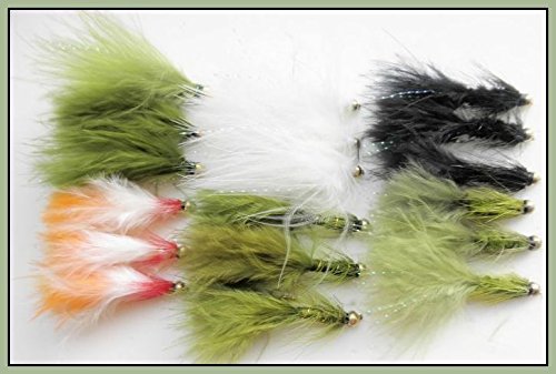 Gold Head Trout Flies, 18 Pack, Lures,Budgie,Damsels,Cats Whiskers, Etc, Size 10