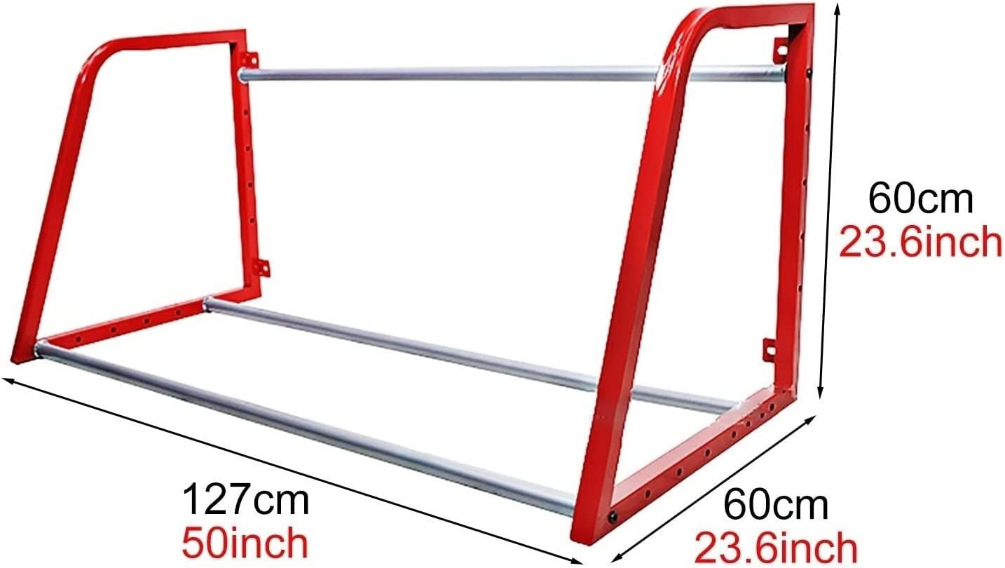 Porta Pneumatici da 127 cm/50, Montaggio a Parete, per Garage, Auto, casa, Rosso, Organizer per Pneumatici in Metallo