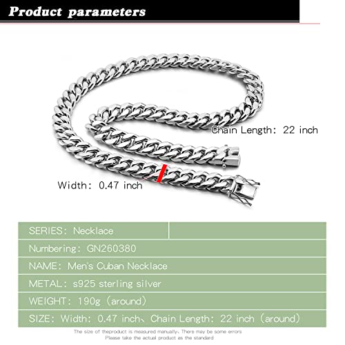 Men 925 Sterling Silver Solid Miami Cuban Chain Necklace 10MM &12MM- Curb Cuban 18 "20 "22" 24 "26" 28" Thick Big Link Choker For Man - Fine Jewelry3