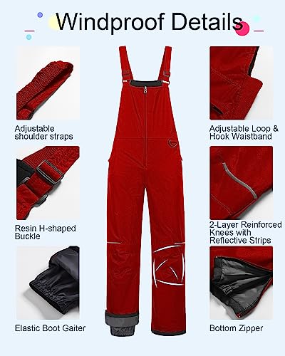 Image of CREATMO US Girl's Snow Bibs Kids Ski Pants Waterproof Insulated Winter Overalls