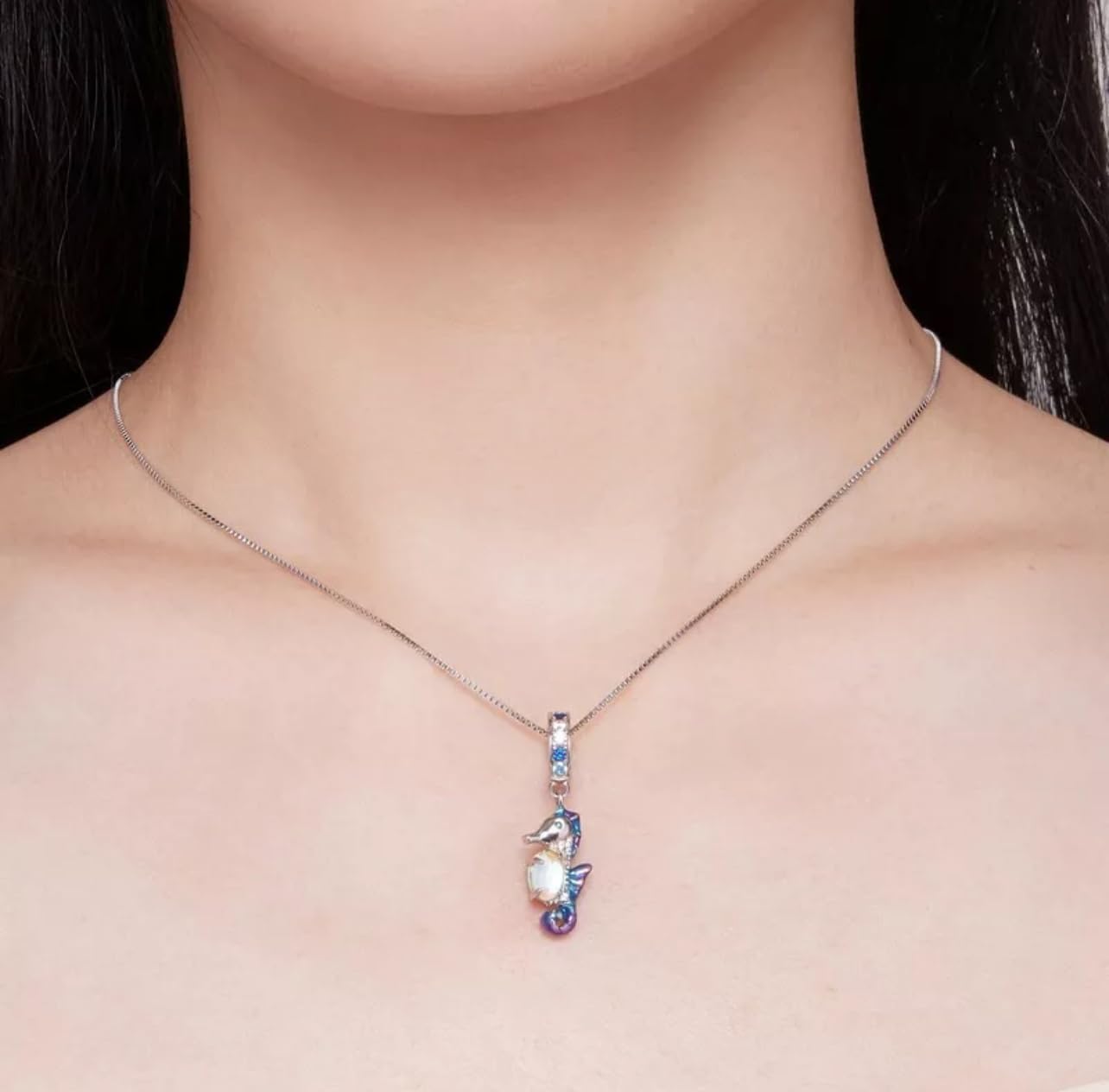 Abalorio Colgante de Caballo de mar, Animal de Vida Marina, Plata de Ley 925 auténtica, Compatible con Pulsera Pandora