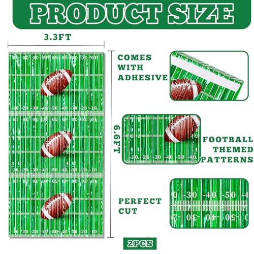2Pack Football Party Decorations, Green and Brown Football Tinsel Foil Fringe Curtains, Football Backdrops Super Football Photo Props for Football Birthday Party Decorations Sports Party - Image 5