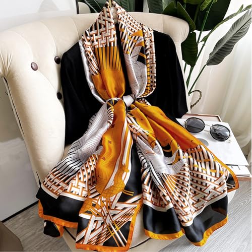 Image of Aufeel Fashion Scarves 100% Silk Felling Scarf Long Lightweight Sunscreen Shawls Wrap for Women Hair Scarves