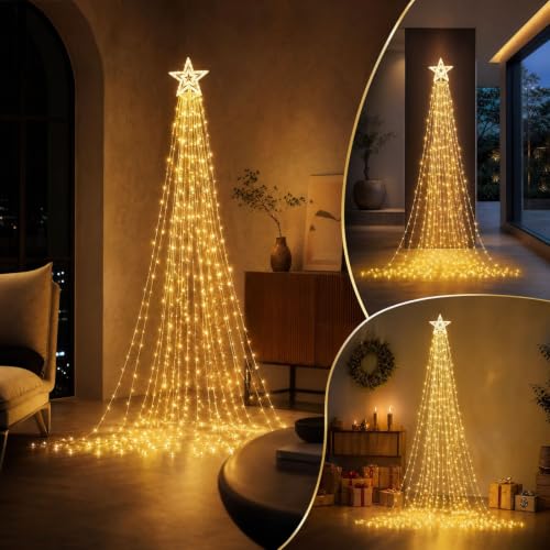 80in Star Waterfall Lights with A Bright Top Star, Decorative Led Lights - image 5
