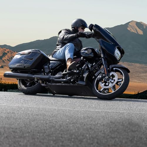 Image of Black Skid Plate for Harley Touring Street Glide Road Glide Road King CVO Road Glide Limited 2014-2023 2024 2025 Lower Engine Base Chassis Guard for Harley Davidson Accessories