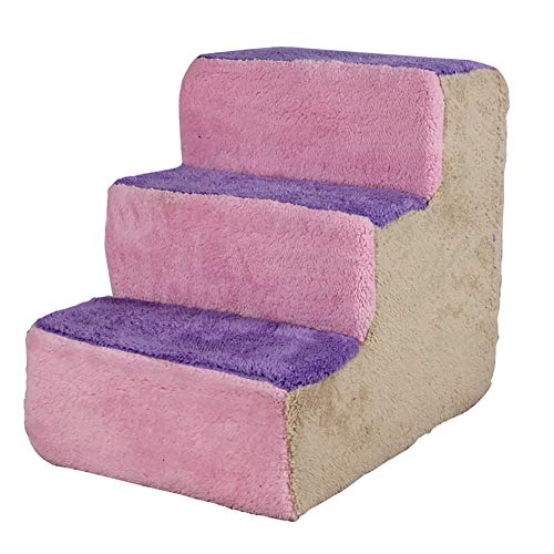 Yxsd Cama de bebé Escaleras Mascotas Escaleras 3 peldaños para Perros Cat Step Stool (Color : Pink)
