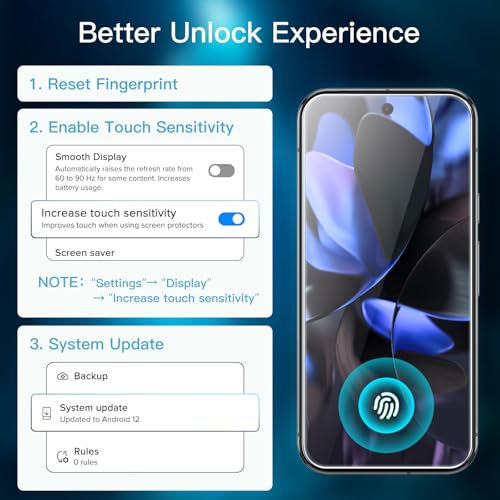 Image of JETech Tempered Glass Screen Protector Guard for Google Pixel 10 /10 Pro / 9 /9 Pro with Easy Installation Tool, Fingerprint Compatible, HD Clear, 3-Pack