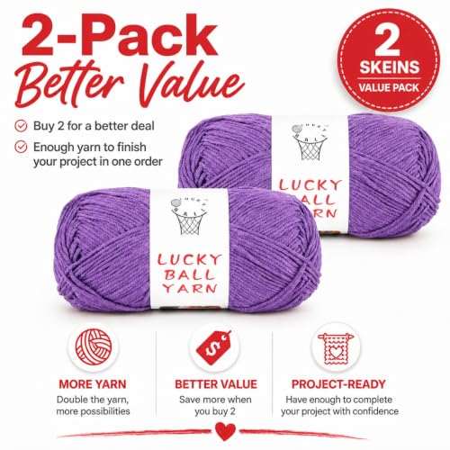 Image of Milk Cotton Yarn, 100g / 240 yd 60% Cotton 40% Acrylic #2 Fine Crochet Yarn, Soft Yarn for Crocheting & Knitting for Amigurumi Dolls, Flowers, Baby Items, Adults Handmade Crafts(2PCS Purple)