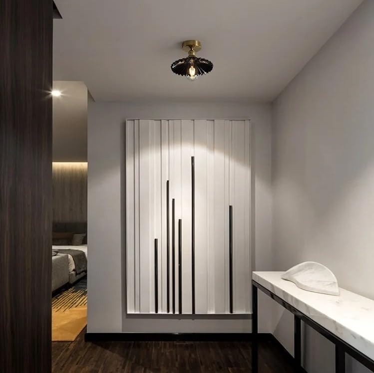 Plafonnier LED en cuivre luminaire décoratif de plafond noir pour chambre