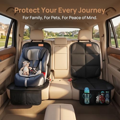 Image of SMART ELF 2 Pack in Gift Box Car Seat Protector (Black) | Thickest Padding and Non-Slip Backing Mesh Pockets for Baby and Pet, Sedan SUV Truck