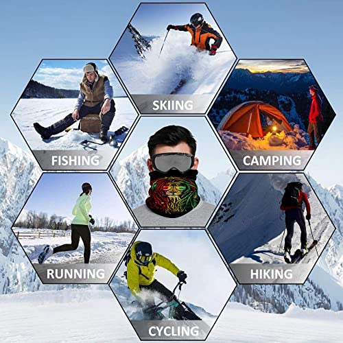 Wondertify Reggae Rasta Lion Neck Warmer Lion King Men Women Windproof Neck Gaiter Cold Weather Balaclava Ski Tube Scarf Yellow Green Red #TOP4