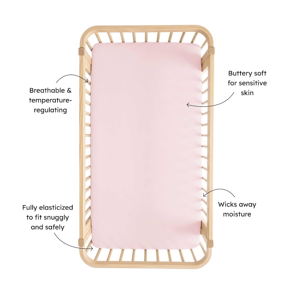 Kyte Baby Soft Crib Sheet - Standard Fitted Crib Sheet Made with Rayon from Bamboo, Ultra-Gentle and Breathable (Blush)