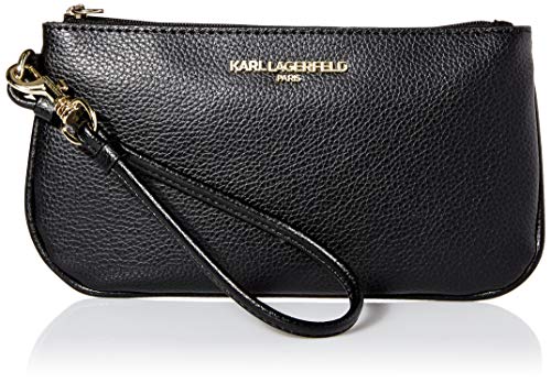 Karl Lagerfeld Paris Small Wristlet, Deep Black/Gold