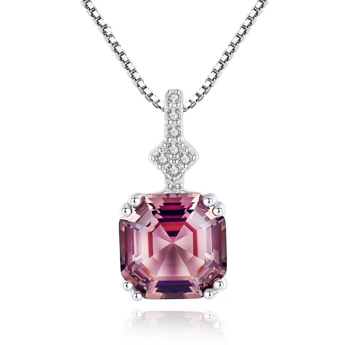 AOQING925 Sterling silver necklace adopts electroplating process, paired with square zircon pendant, fashionable and versatile
