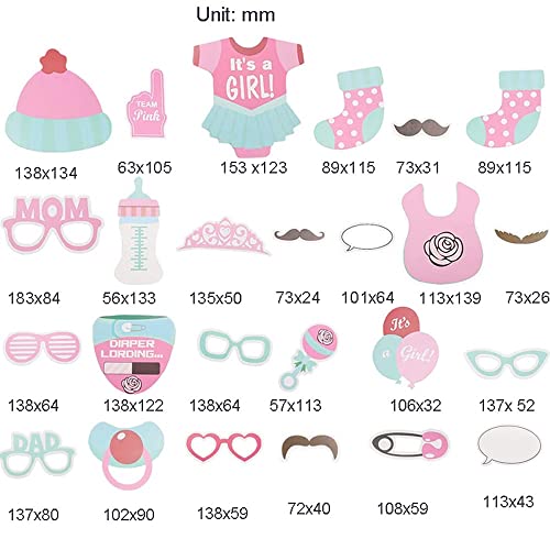 AWAVM 25 pezzi rosa femmina baby shower gioco foto...