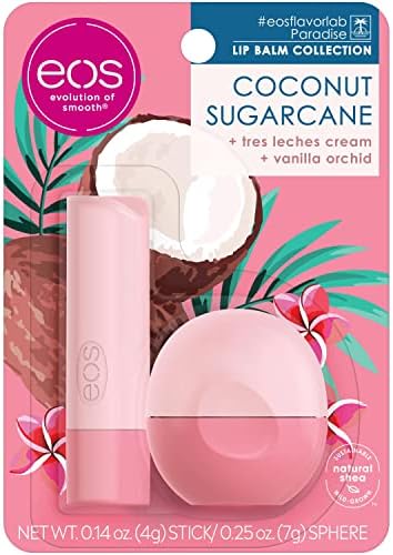 eos FlavorLab Paradise Lip Balm - Coconut Sugarcane | Long-Lasting Hydration | Lip Care for Dry Lips | 2 Pack