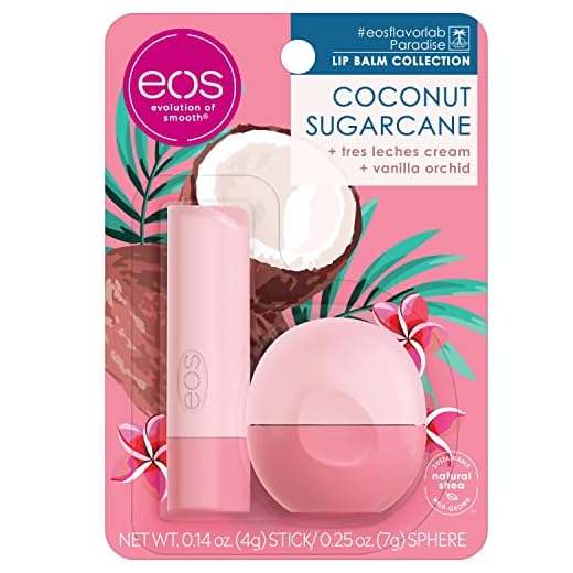eos FlavorLab Paradise Lip Balm - Coconut Sugarcane | Long-Lasting Hydration | Lip Care for Dry Lips | 2 Pack