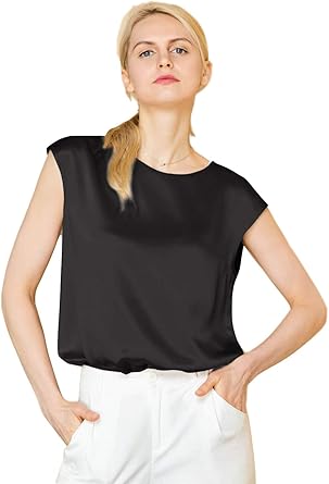 Amazon.com: LilySilk Blusa de seda para mujer manga corta verano fresco  cómodo Charmeuse seda Tops para damas : Ropa, Zapatos y Joyería
