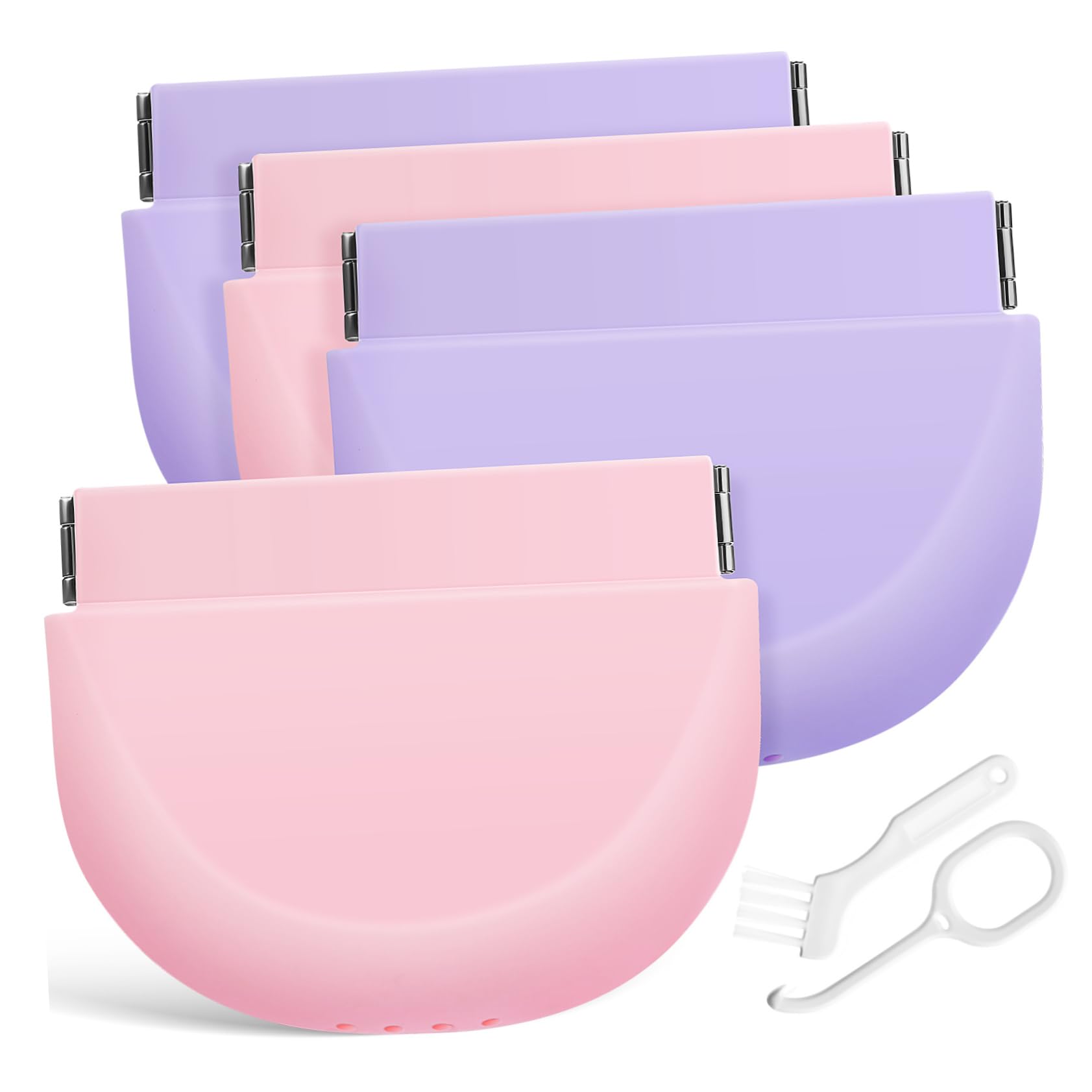 Custodia Retainer in Silicone 4 Pezzi, Custodia Sottile | Chiusura Ermetica, Leggera, Rosa, Design Carino, per Pulizia e Conservazione