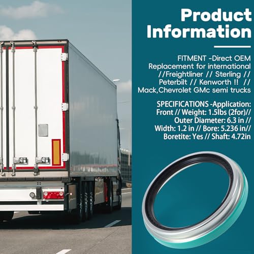 Image of 1 Pack of QUCpona Wheel Seal Drive Axle, TR47697 | Classic Type, Replaces SKF 47697 , Fits Freightliner Kenworth Peterbilt Navistar Volvo Semi Trucks