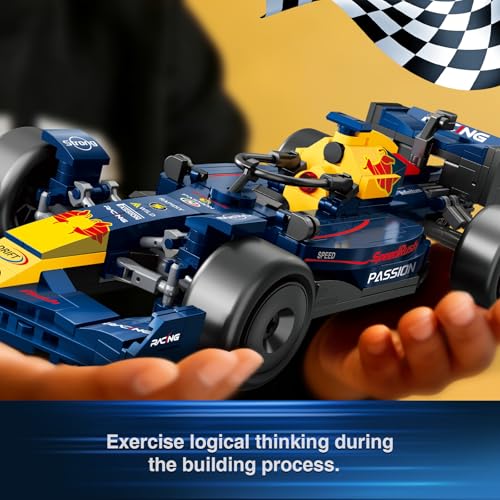 Image of F1 Race Car Building Set, Formula 1 Racing Car Model Kit, Advanced Tech Building Blocks MOC Supercar Construction Toy, Ideal Collectible Display Gift for Adults & Teens (Red Blue)
