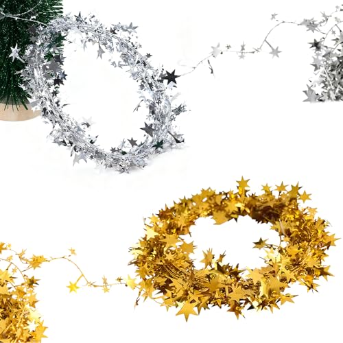 2 Stück Folien Stern Girlande, 7.5 m Weihnachten Deko,...